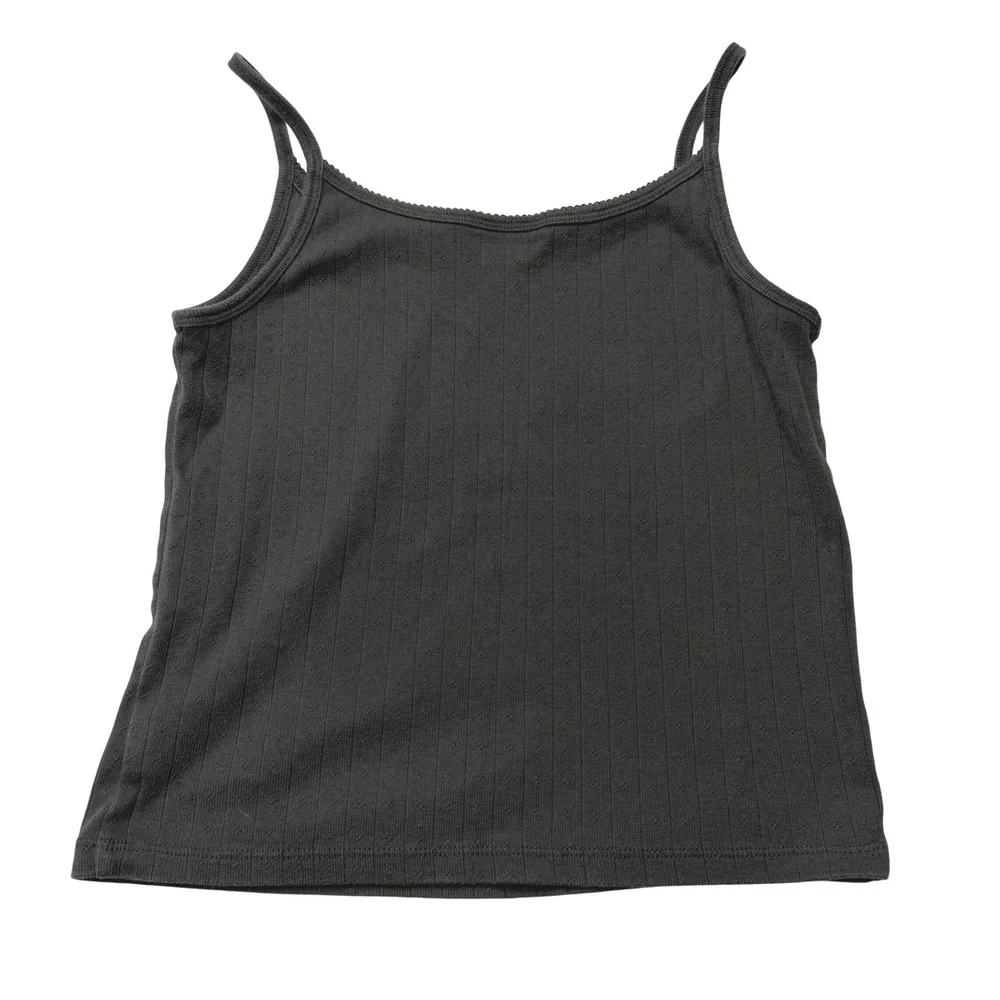 Gap Teen Soft Black Pointelle Ribbed Cami Tank Top Girls 18-20